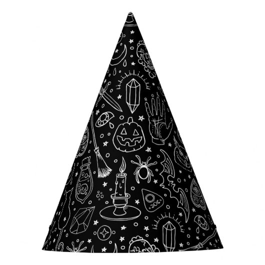 ハローウィンパーティブラックドールパターン パーティーハット (正面)