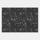 ハローウィンパーティブラックドールパターン ラッピングペーパーシート (正面)