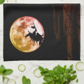 ハローウィンパーティブラックナイトフルムーンホラー キッチンタオル (折り畳み)