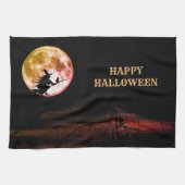 ハローウィンパーティブラックナイトフルムーンホラー キッチンタオル (横)