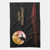 ハローウィンパーティブラックナイトフルムーンホラー キッチンタオル (縦)