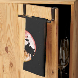 ハローウィンパーティブラックナイトフルムーンホラー キッチンタオル