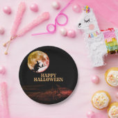 ハローウィンパーティブラックナイトフルムーンホラー ペーパープレート (パーティー)