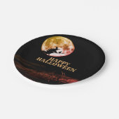 ハローウィンパーティブラックナイトフルムーンホラー ペーパープレート (アングル)