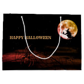 ハローウィンパーティブラックナイトフルムーンホラー ラージペーパーバッグ (裏面)