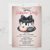 ハローウィンパーティブラックピンクケーキトリート不気味 招待状 (正面)