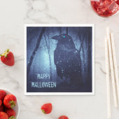 ハローウィンパーティブラックレイブンクロウブルーフォレスト スタンダードランチョンナプキン (インサイチュ)