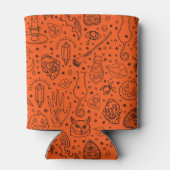 ハローウィンパーティブラック&オレンジドードルパターン 缶クーラー (裏面)