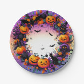 ハローウィンパーティプレート:不気味およびフェスティバルデザイン ペーパープレート (正面)
