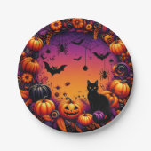 ハローウィンパーティプレート:不気味およびフェスティバルデザイン ペーパープレート (正面)