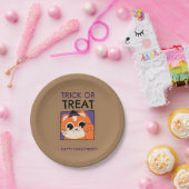 ハローウィンパーティプレート、黒い帽子の子猫 ペーパープレート (パーティー)