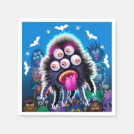 ハローウィンパーティモンスターのためのナプキン スタンダードカクテルナプキン (正面)