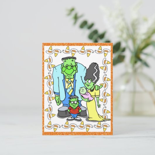 ハローウィンパーティモンスターファミリーポートレート ポストカード (スタンド正面)