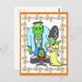 ハローウィンパーティモンスターファミリーポートレート ポストカード (正面/裏面)
