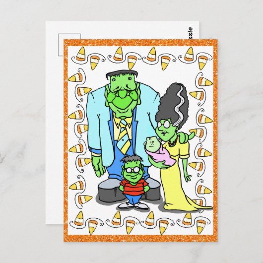 ハローウィンパーティモンスターファミリーポートレート ポストカード (正面/裏面)