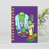 ハローウィンパーティモンスターファミリー衣装パーティー 招待状 (スタンド正面)