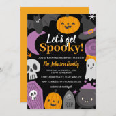 ハローウィンパーティレッツ不気味 招待状 (正面/裏面)