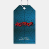 ハローウィンパーティレッドホラースパイダーウェブブルー怖い ギフトタグ (裏面)