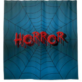 ハローウィンパーティレッドホラースパイダーウェブブルー怖い シャワーカーテン (正面)