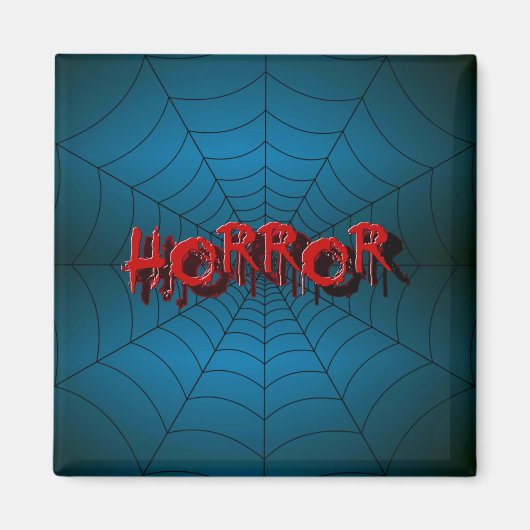 ハローウィンパーティレッドホラースパイダーウェブブルー怖い マグネット (正面)