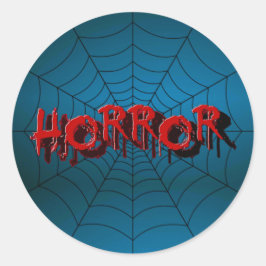 ハローウィンパーティレッドホラースパイダーウェブブルー怖い ラウンドシール