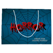 ハローウィンパーティレッドホラースパイダーウェブブルー怖い ラージペーパーバッグ (裏面)