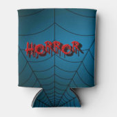 ハローウィンパーティレッドホラースパイダーウェブブルー怖い 缶クーラー (正面)