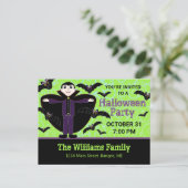 ハローウィンパーティヴァンパイアこうもり インビテーションポストカード (スタンド正面)