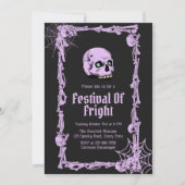 ハローウィンパーティヴィンテージゴシックスカル招待状 シーズンカード (正面)