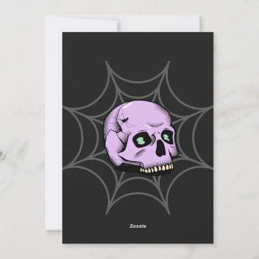 ハローウィンパーティヴィンテージゴシックスカル招待状 シーズンカード (裏面)