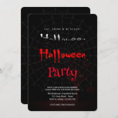 ハローウィンパーティヴィンテージゴシック，スパイダーくもの巣 招待状 (正面/裏面)