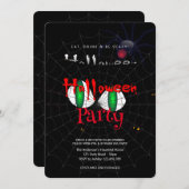 ハローウィンパーティヴィンテージゴシック，スパイダーくもの巣 招待状 (正面/裏面)