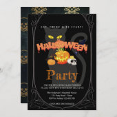 ハローウィンパーティヴィンテージゴシック 招待状 (正面/裏面)