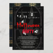 ハローウィンパーティヴィンテージゴシック 招待状 (正面/裏面)