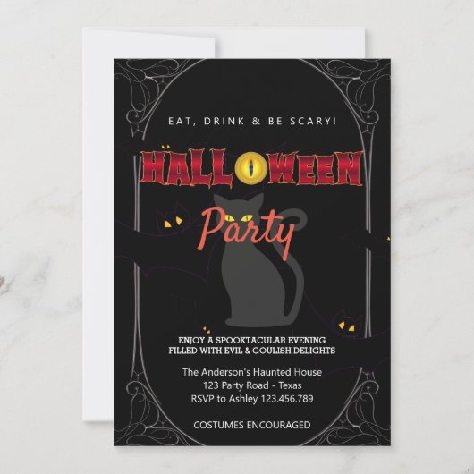 ハローウィンパーティヴィンテージゴシック 招待状 (正面)