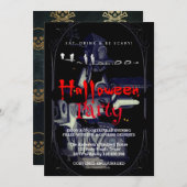 ハローウィンパーティヴィンテージゴシック 招待状 (正面/裏面)