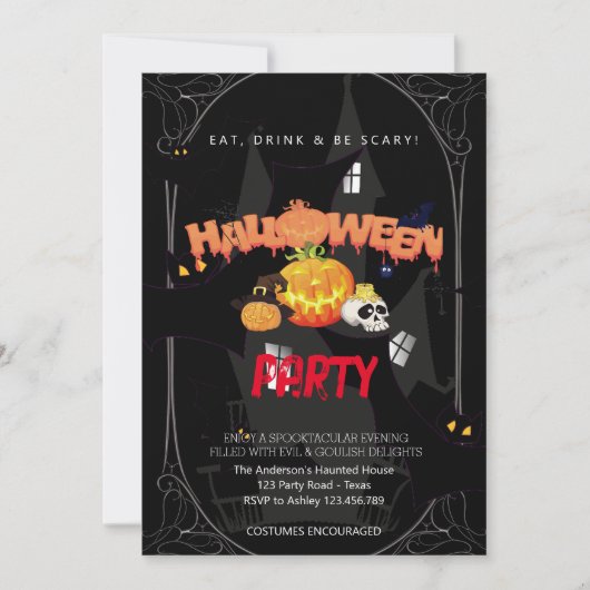 ハローウィンパーティヴィンテージゴシック 招待状 (正面)