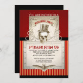 ハローウィンパーティヴィンテージスカル招待状 招待状 (正面/裏面)