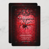 ハローウィンパーティヴィンテージスパイダーウェブ 招待状 (正面/裏面)