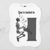 ハローウィンパーティヴィンテージミュージカルスケルトンピアノ 招待状 (正面/裏面)