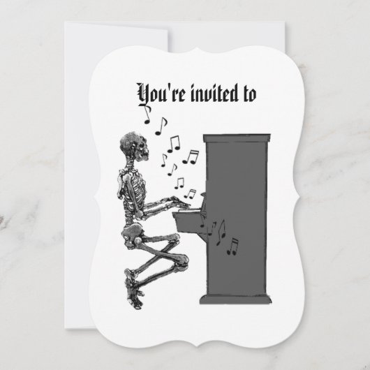 ハローウィンパーティヴィンテージミュージカルスケルトンピアノ 招待状 (正面)