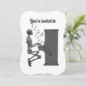 ハローウィンパーティヴィンテージミュージカルスケルトンピアノ 招待状 (スタンド正面)