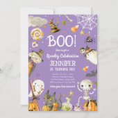 ハローウィンパーティ不気味お祝いガール誕生日 招待状 (正面)