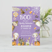 ハローウィンパーティ不気味お祝いガール誕生日 招待状 (スタンド正面)