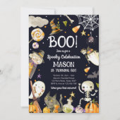 ハローウィンパーティ不気味お祝いボーイ誕生日 招待状 (正面)