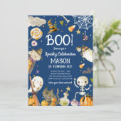 ハローウィンパーティ不気味お祝いボーイ誕生日 招待状 (スタンド正面)