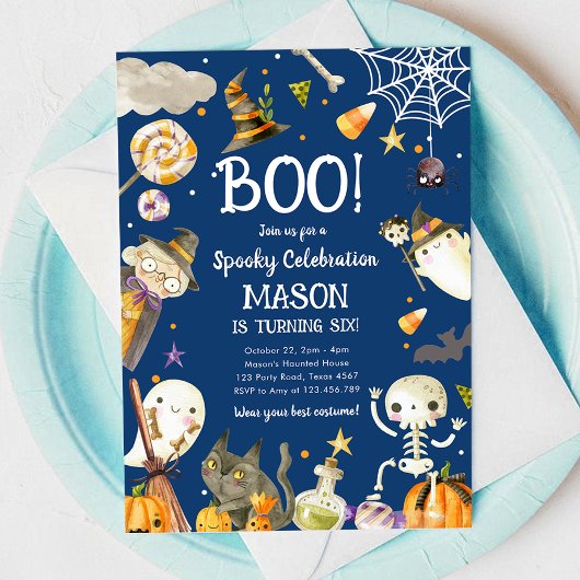 ハローウィンパーティ不気味お祝いボーイ誕生日 招待状