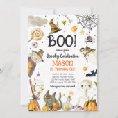 ハローウィンパーティ不気味お祝いボーイ誕生日 招待状 (正面)