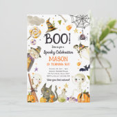ハローウィンパーティ不気味お祝いボーイ誕生日 招待状 (スタンド正面)