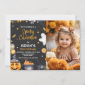 ハローウィンパーティ不気味お祝い誕生日写真 招待状 (正面)